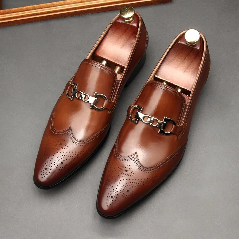 Oxford Leather Pointy Dress Shoes